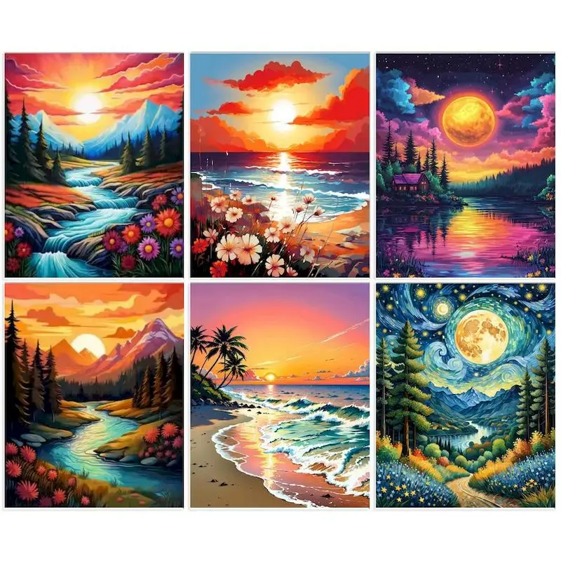 

CHENISTORY DIY Frame Paint By Number For Adults Landsape Coloring By Numbers On Canvas Unique Gift Acrylic Paint Home Decor