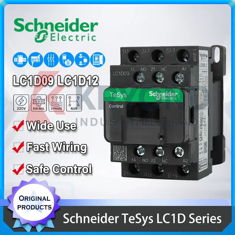 Schneider LC1D25 LC1D32 TeSys D Contactor 25A 32A 3 Pole AC220V AC380V Coil Motor Starter Industrial Control DIN Rail Mounting