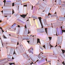 2x4/3x6/4x8mm Pink AB Rectangular Austrian Crystal Glass Spacer Loose Beads For Jewelry Making DIY Bracelet Necklaces Earrings
