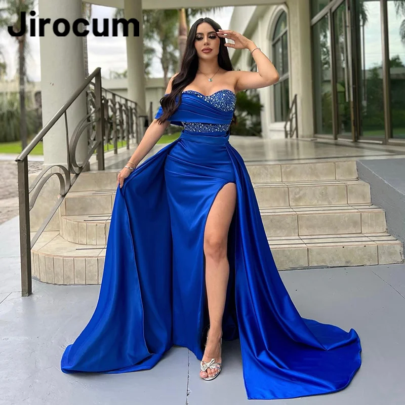 

Jirocum Mermaid Prom Dress Women's Sweetheart Sequin Pleated One Shoulder Party Evening Gown Floor Length Formal Occasion Gowns