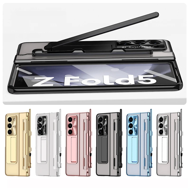 Case For Samsung Galaxy Z Fold 5 Z Fold 4 Z Fold3 Plating Phantom 360° all inclusive Fold Hinge Pen Slot Mobile Phone Case Cover