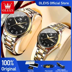 OLEVS Top Brand Couple Quartz Watches Waterproof Luminous Wristwatch for Lover Date Men‘s and Women's Wristwatch Simple Fashion