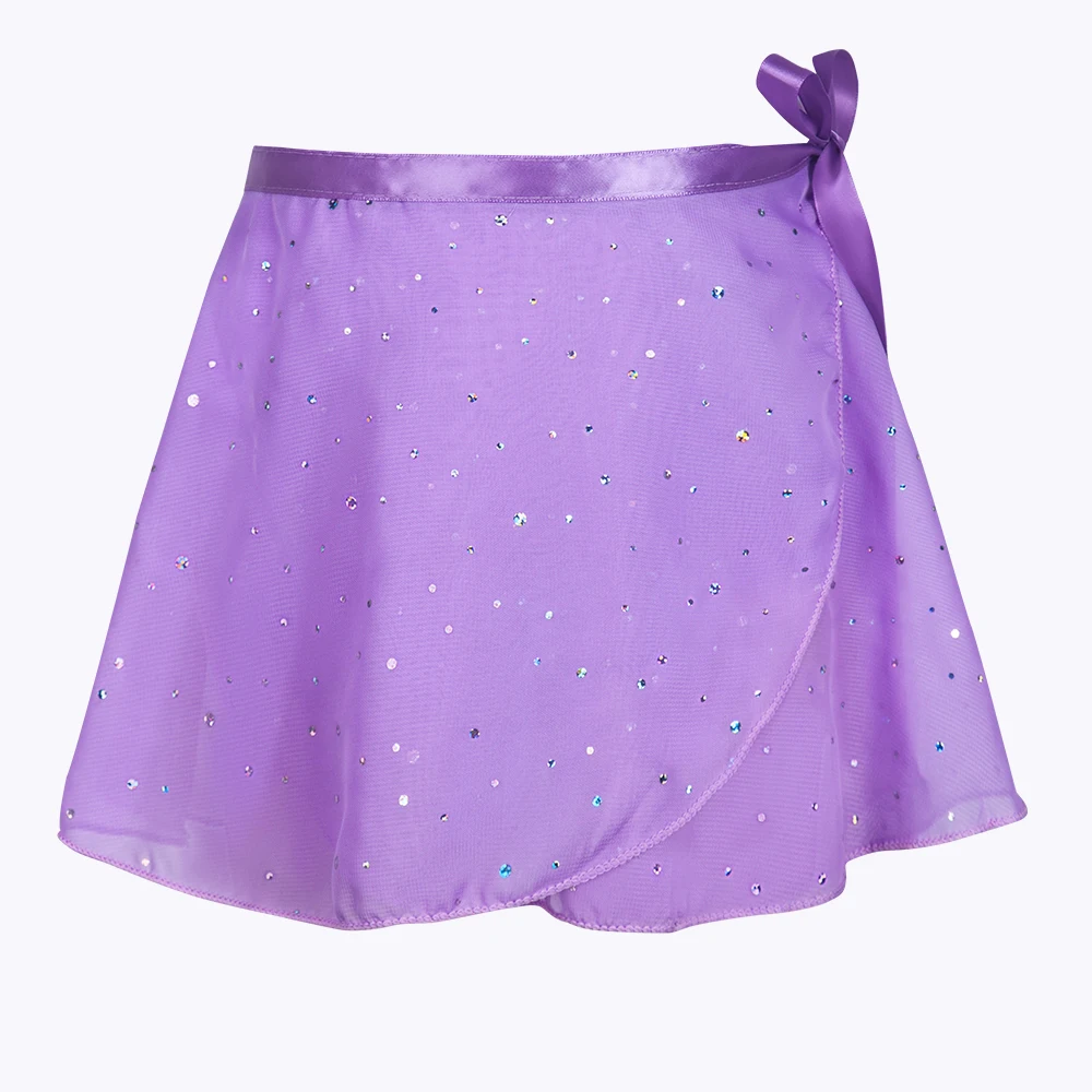 Girls Ballet Skirt Dance Wrap Skirt Chiffon Sparkly Tutu Dresses Adjustable Dancewear Skirt Ballerina Dance Clothes