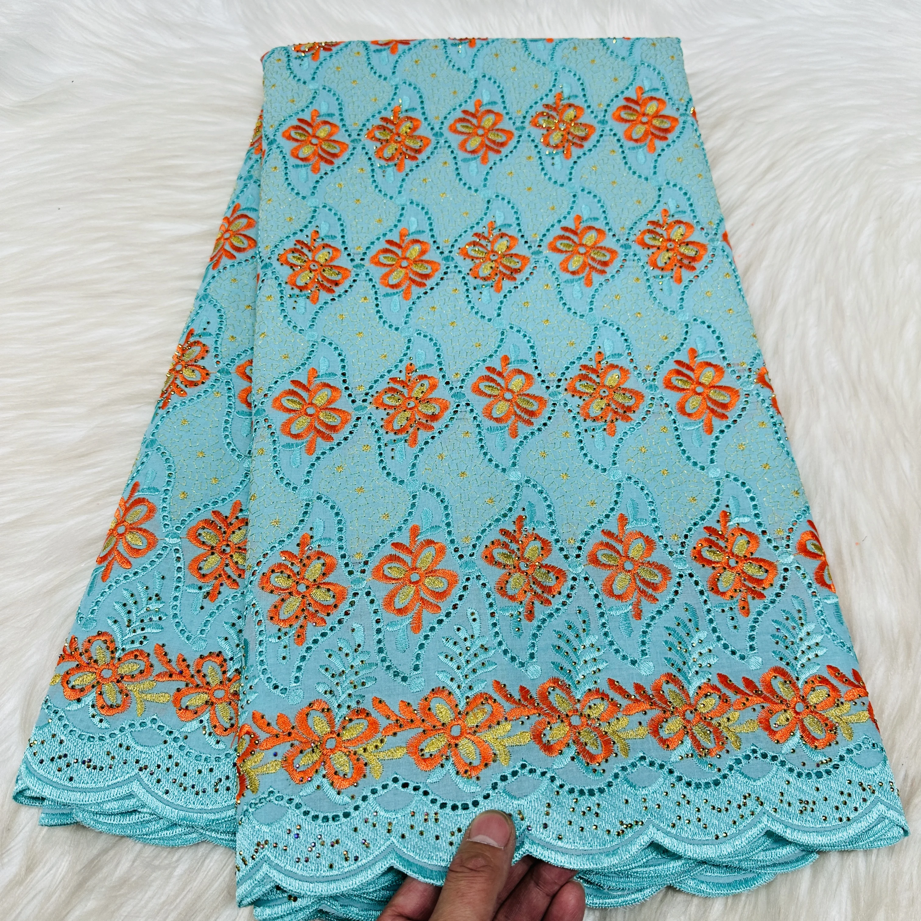 

5 ярдов швейцарского кружева с шарфом, сухое кружево, вышивка, африканские 100% хлопковые ткани, швейцарский вуаль-кружево, стиль Дубай 18L26010113