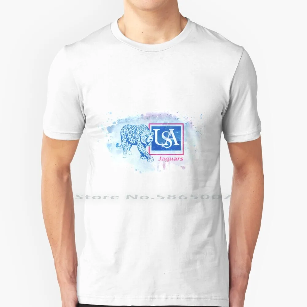 University Of South Rustic Watercolor Logo 100% Cotton T Shirt University South Usa Blue White Red Rustic Watercolor College