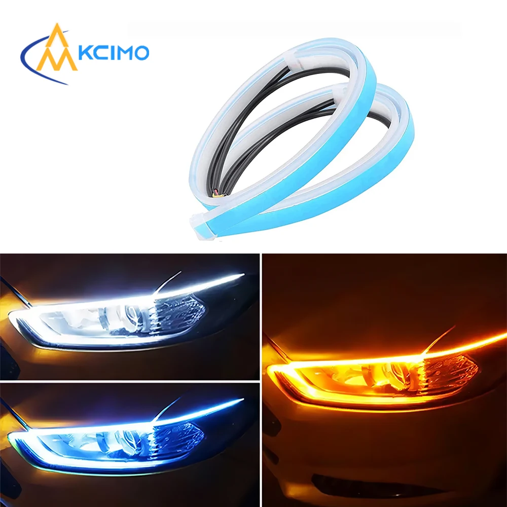 

KCIMO 1 шт. DRL светодиодные дневные ходовые огни-гибкие указатели поворота водонепроницаемая фара 30/45/60 см белый желтый/синий желтый/красный
