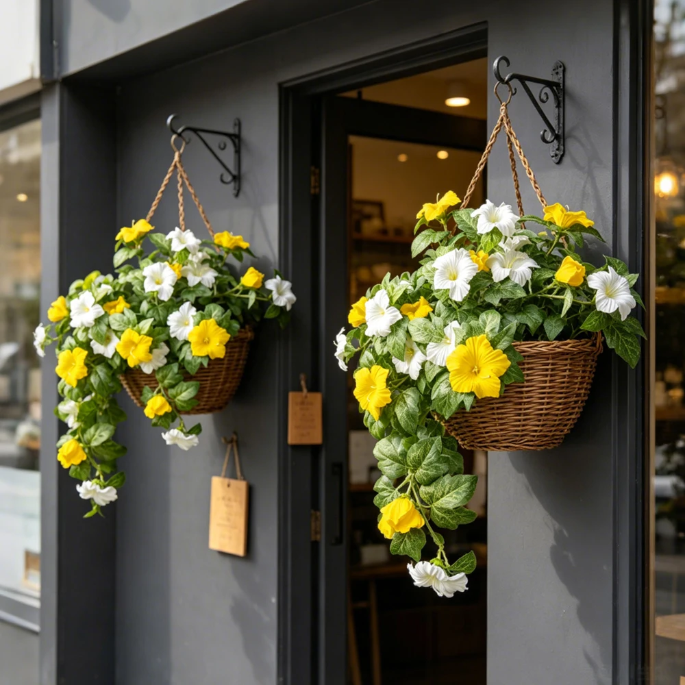 40-48cm Künstliche Blumenranken, künstliche Petunienblüten, Seiden-Begonienblätter, Hängepflanze für die Heimdekoration – Detail 4