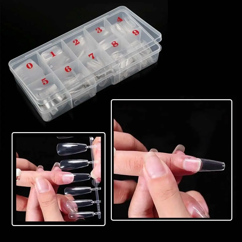 

Short Square Shaped Extension Soft Nails Press on Nails Natural / Clear False Nails Set Droplet Shaped Wear-resistant
