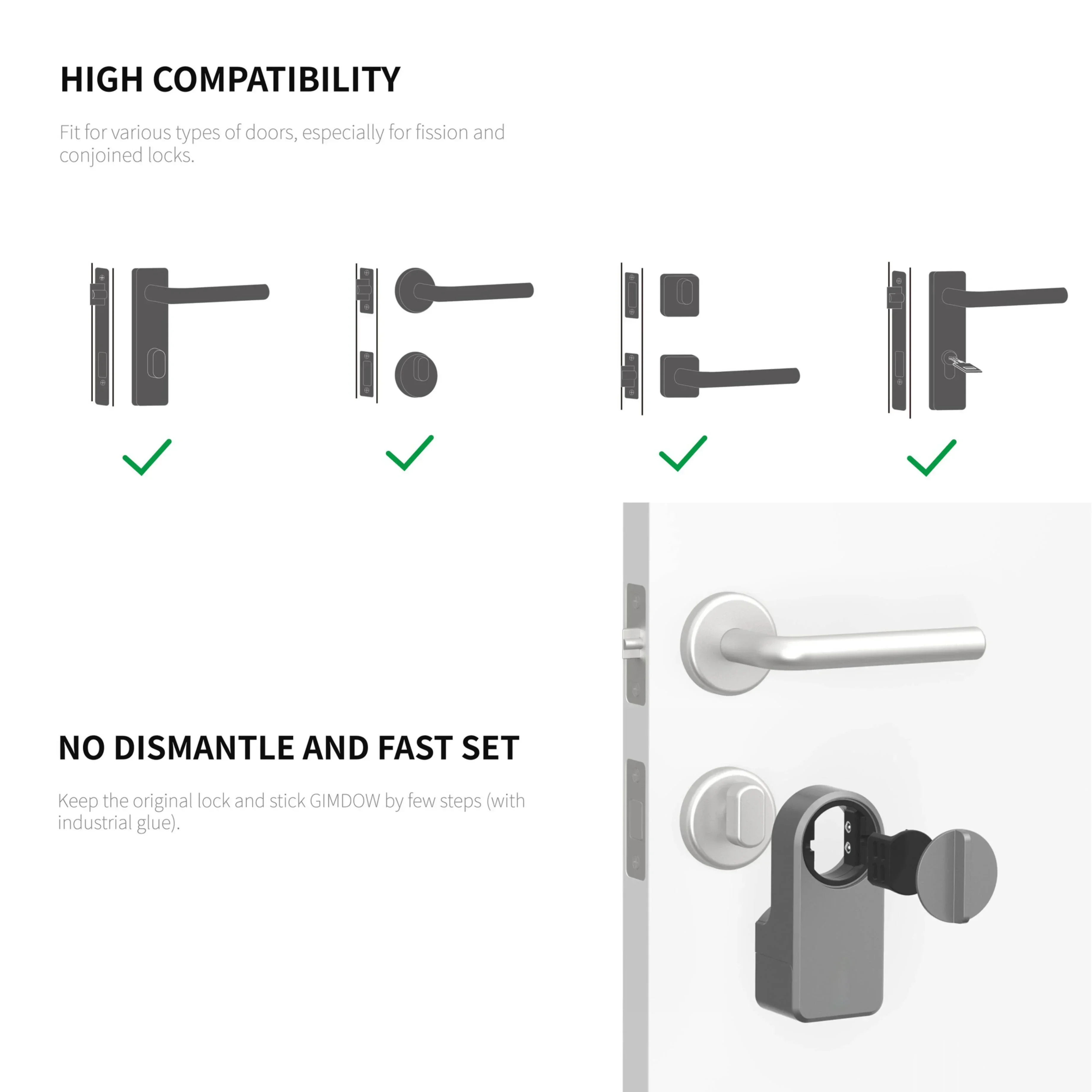 A3 Smart Door Lock  Electric Lock APP control  buletooth open door Sticker lock installation,No need to disassemble,