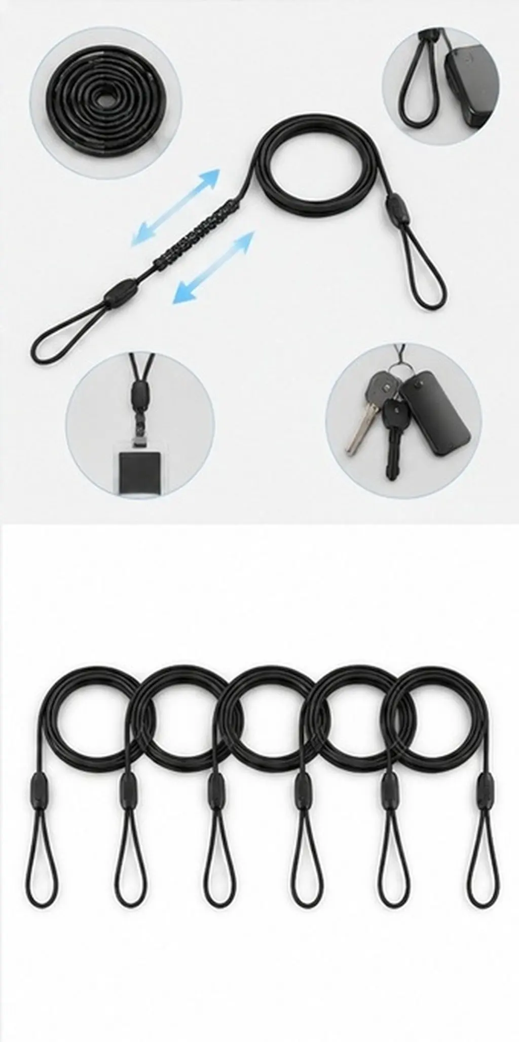 8Pcs Elastic Badge Lanyard High Elasticity Retractable Spring Cord Stylus Pen Mask Holder Anti Lost Neck Strap Tether Rope