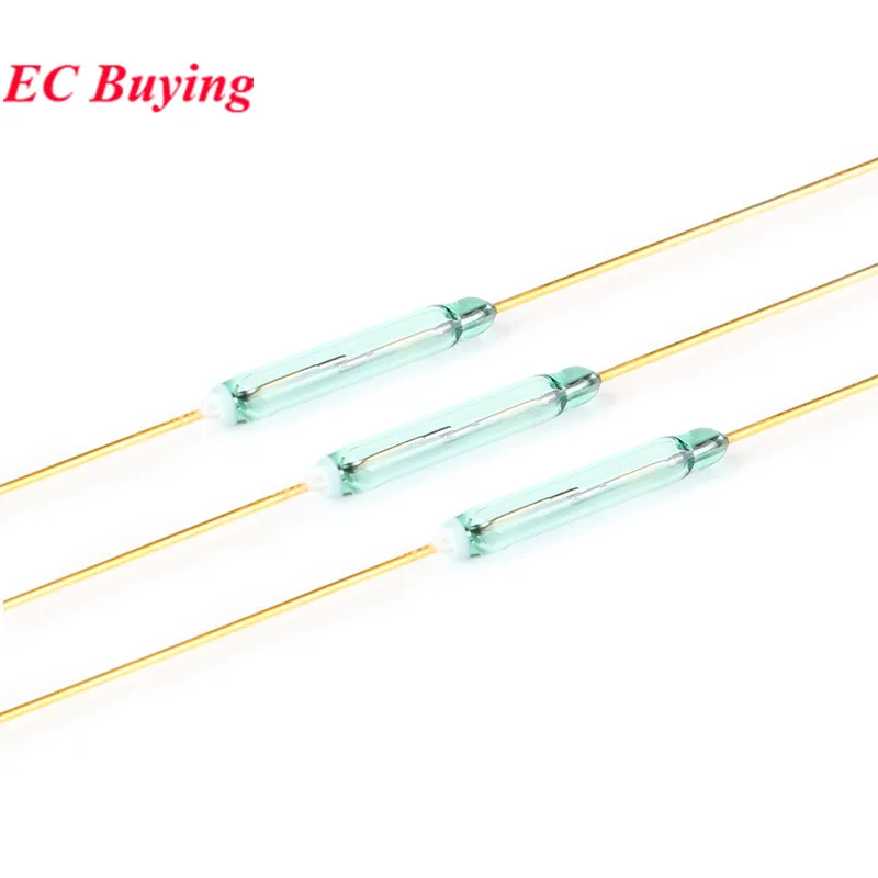 2Pcs-100Pcs MKA-14103 2x14mm Reed Switch Green Glass Normally Open NO Contact 2*14mm For Sensors Magnetic Control Switches