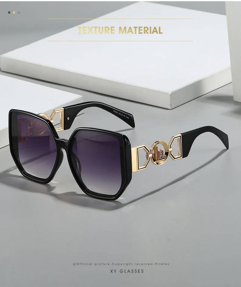 Übergroße Sonnenschutz, großer Rahmen, aushöhlen, Bügel, Uv400-Sonnenbrille, Damen, neu, 2025, elegante Luxus-Designer-Sonnenbrille, weiblich – Detail 2