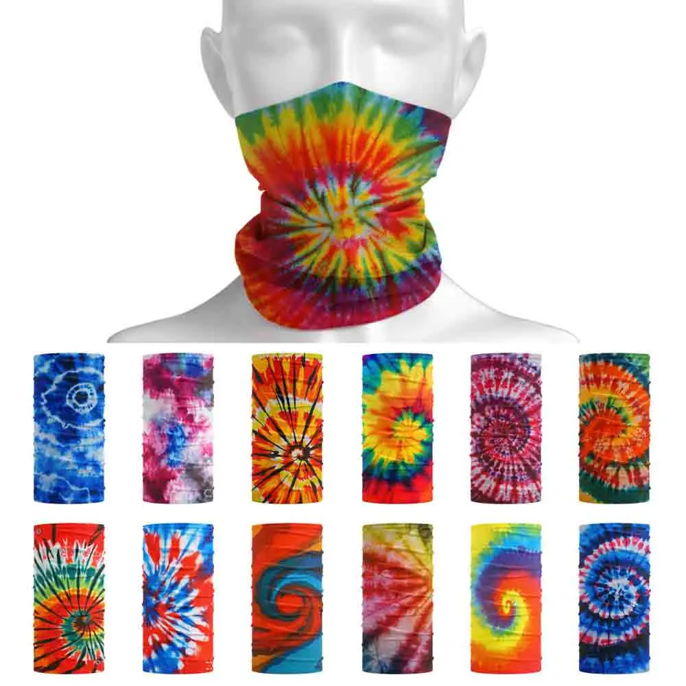 

Spiral Tie-Dye Printed Bandana Women Outdoor Neck Gatier Breathable Face Shield Cover Cycling Head Scarf Hiking Headband Snood