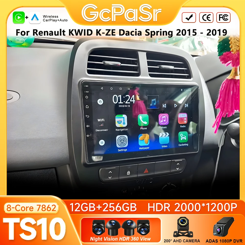 For Renault KWID K-ZE Dacia Spring 2015-2019 Car Radio Carplay GPS Navigation Android Auto Autoradio Android 16 VideoNo 2din BT