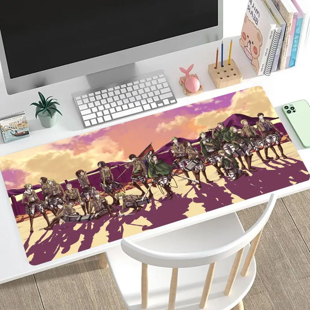 Anime Non-Skid Mouse Pad, A-Attack on Titan, Mouse Pad de tamanho grande, Tapete de mesa de teclado, Lock Edge, 80x40cm, 1000x500mm