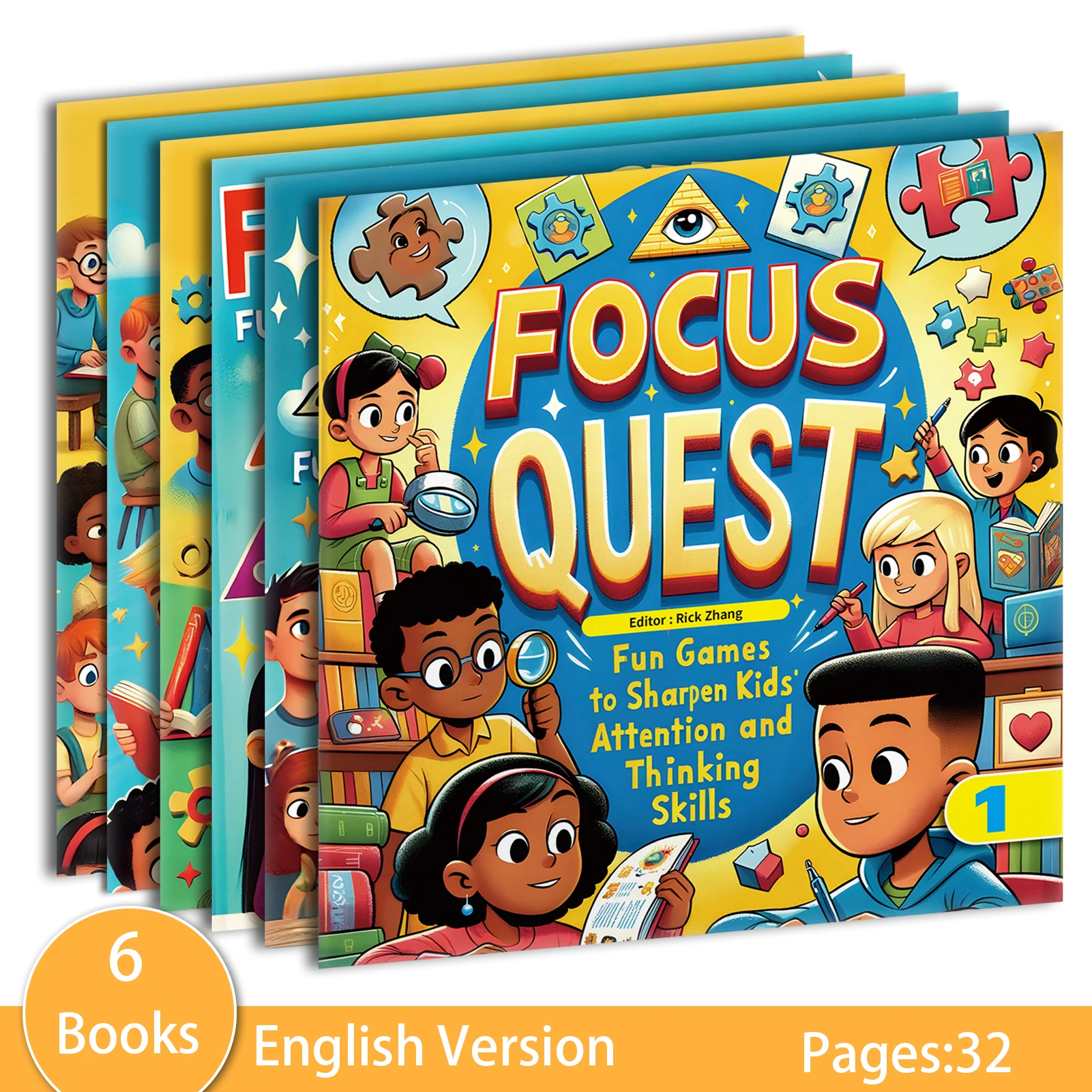 6PCS Focus Quest Books for Kids – Fun Games to Improve Attention, Concentration & Thinking Skills Early Learning Set