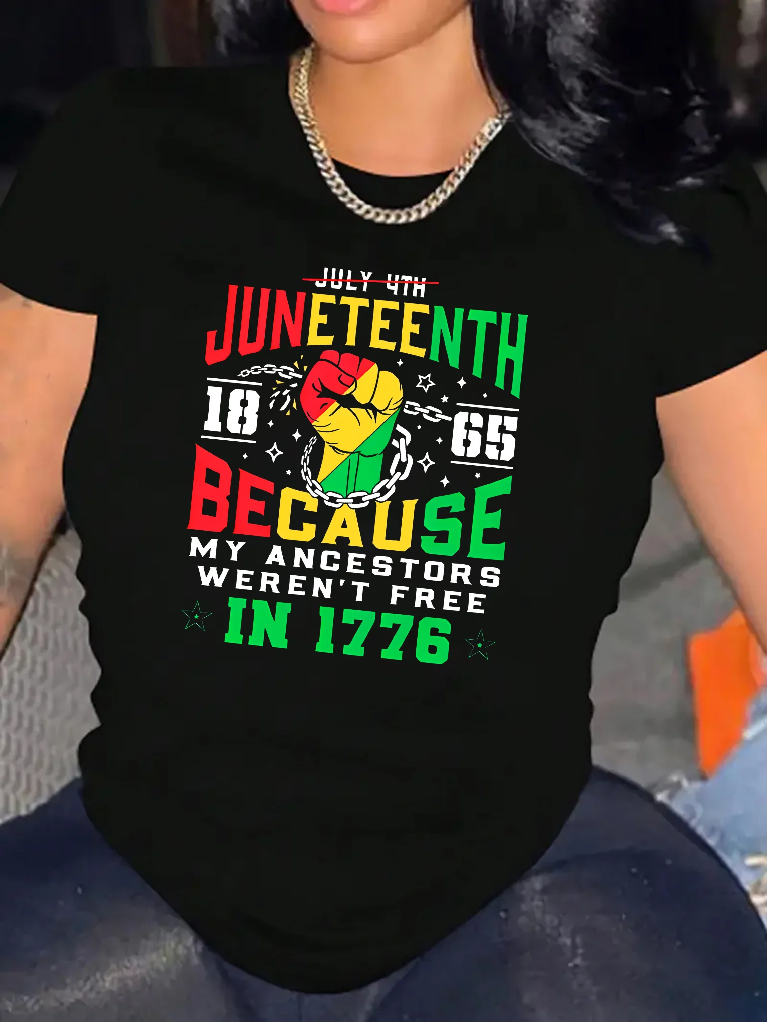 

Juneteenth Celebration Графический принт Лето Осень Зима Хлопковая мужская и женская футболка с коротким рукавом Роскошные виды спорта на открытом воздухе