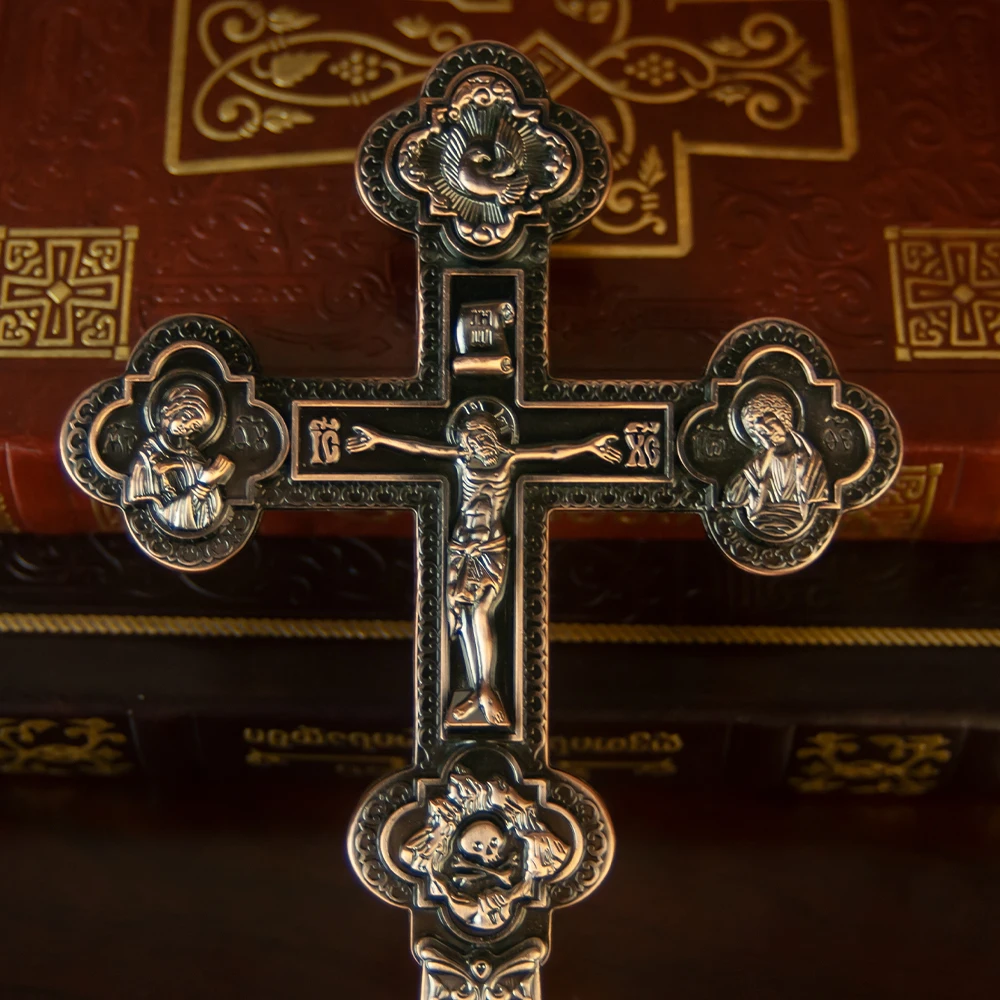 جديد 2026 الأرثوذكسية يسوع الصليب الأرثوذكسية اليد الصليب سبائك الزنك الصليب هدية للكاهنين الصلاة نعمة المعمودية كرويكس كريتيان