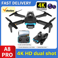 신기한 장난감A8 PRO Drone caméra 4k HD Aerial Optical Flow Duadcopter Obstacle Avoidance Remote Control Drone Profissional Mais Vendid