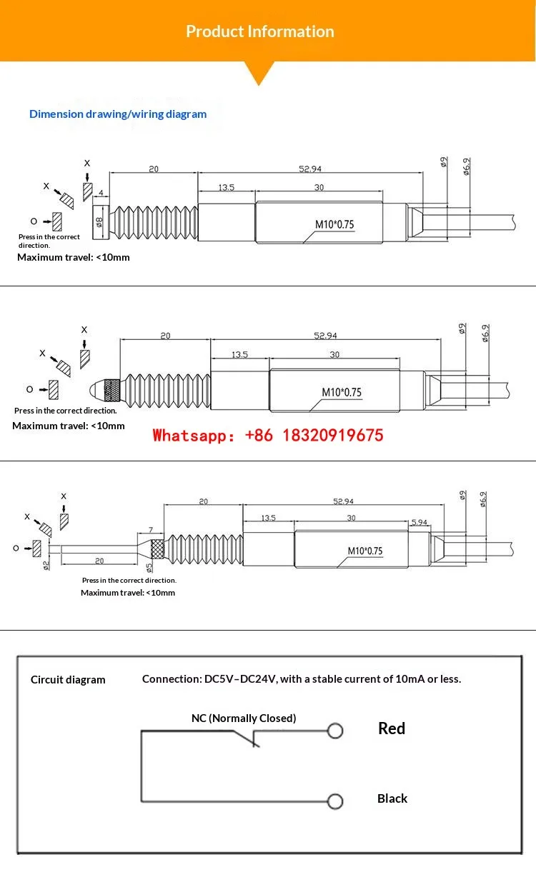 Cyclmotion CNC Contact sensor limit switch, extended stroke positioning, Xitiecheng A20/L20 cut-off sensor replacement