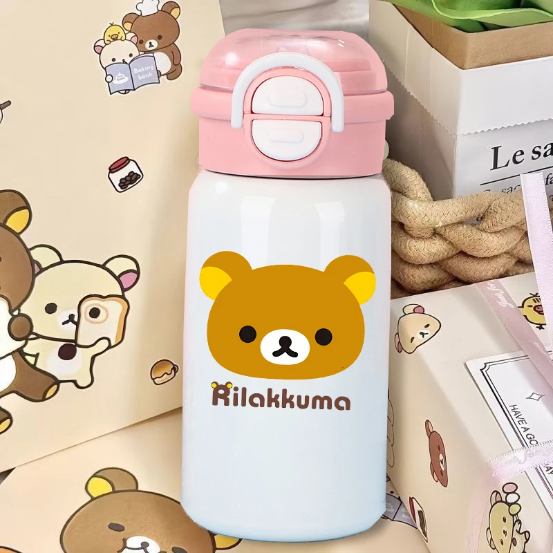 500 мл термос Rilakkuma для девочек и мальчиков, термобутылка для воды, женская термокружка для кофе из нержавеющей стали, изолированная чашка, герметичная