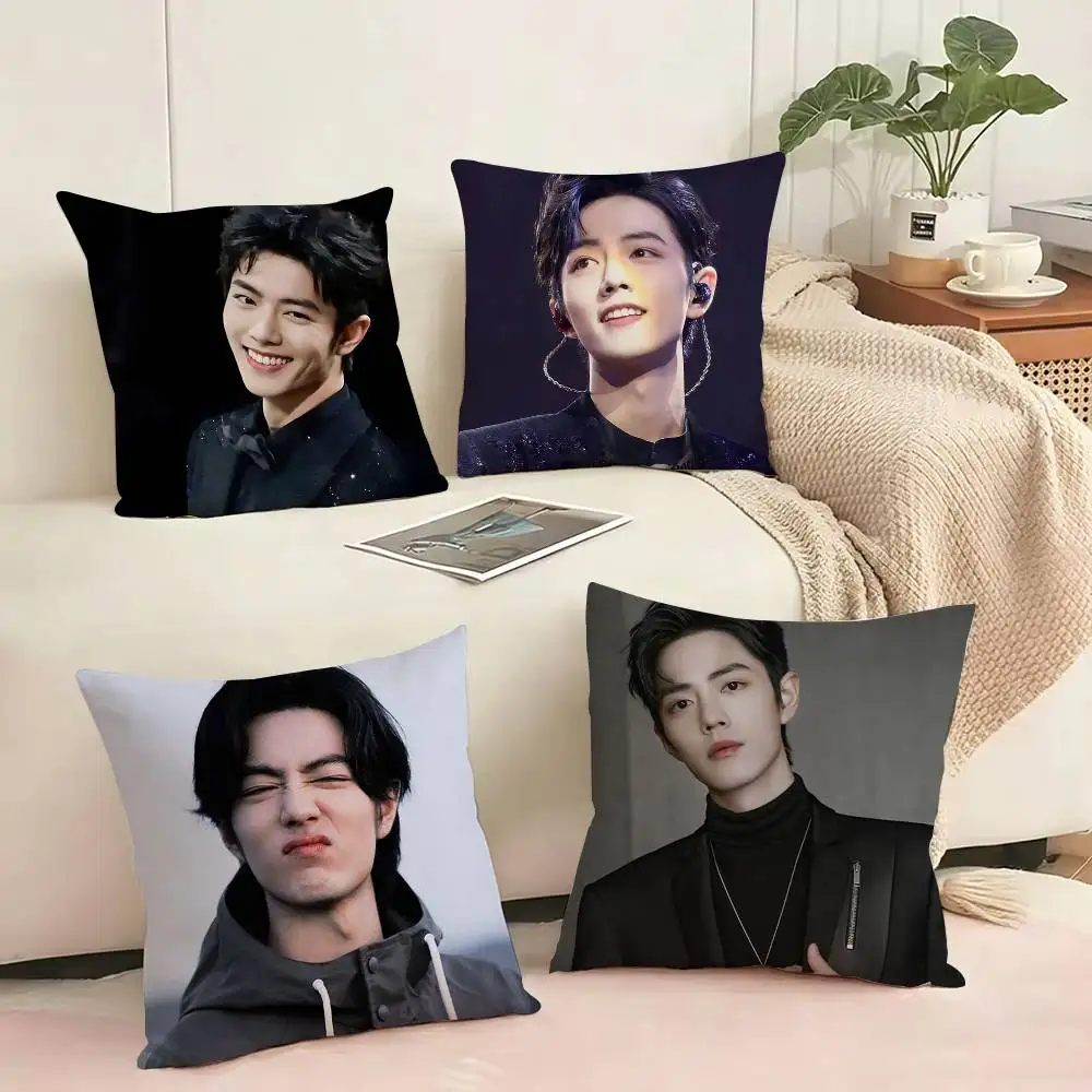 Actor X-xiaozhan  Pillow Case Square Double-Sided Sofa Cushion Cover Bedroom Bedside Pillow Gift