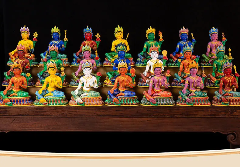 DSA painted "Twenty-One Tara", "Green Tara", "Longevity Tara" and "Twenty-one Tara" like ornaments