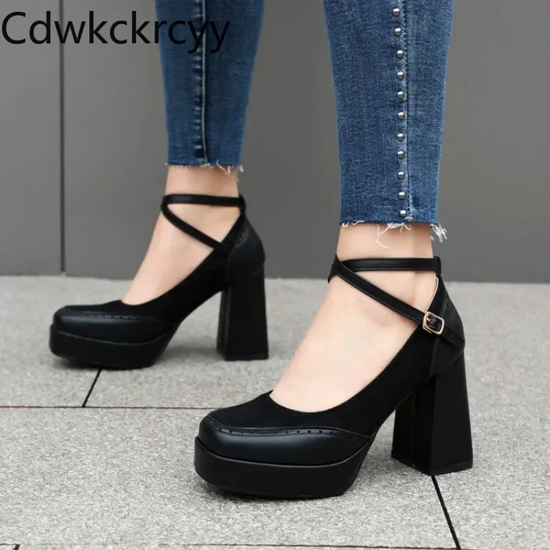 Spring Autumn New styles fashion High heels Women's shoes Shallow Mouth Buckle Simplicity Square head Square heel Women's shoes