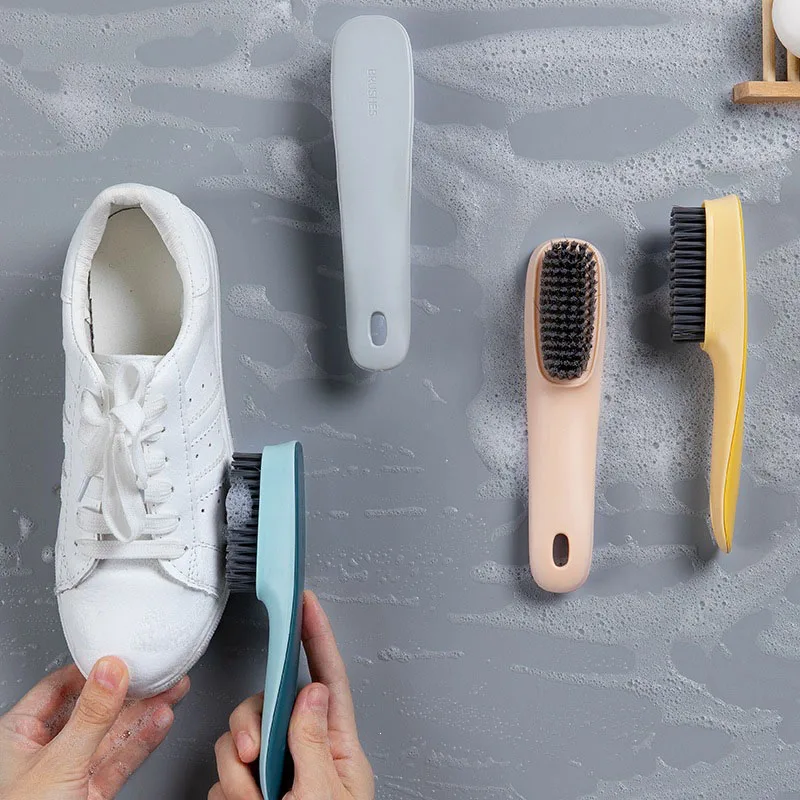 Nordic Style Shoe Brush Laundry Brush Soft Bristle Home Use Non-Damaging Shoe Clothes Cleaning Brush Long Handle Scrub Brush