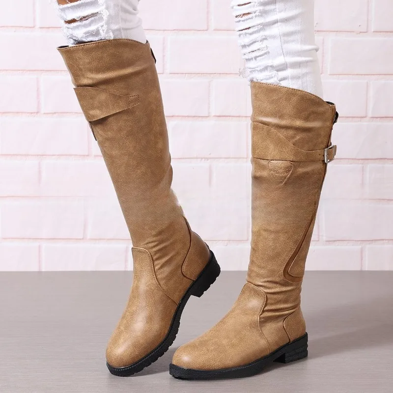 Fashion New Western Boots for Women Winter Knee High Heels Quality Suede Long Comfort Square Botines Mujer Thigh High Boot Botas