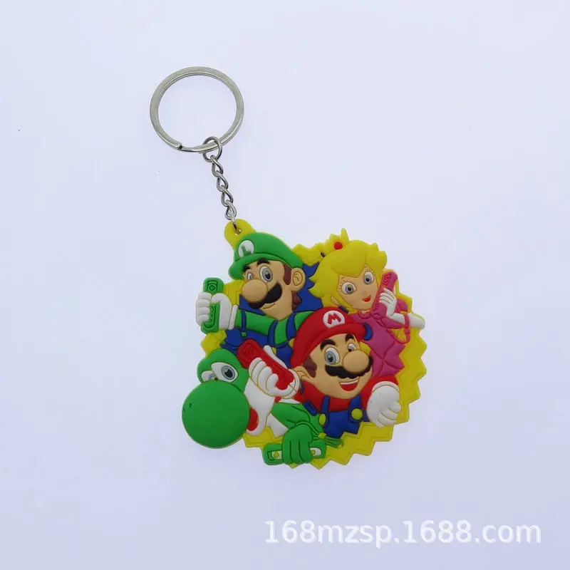 Super Mario Bowser Wario Yoshi Bowser Jr. Cartoon PVC Keychain Animation Peripheral Keyring Pendant Children Toys Birthday Gifts