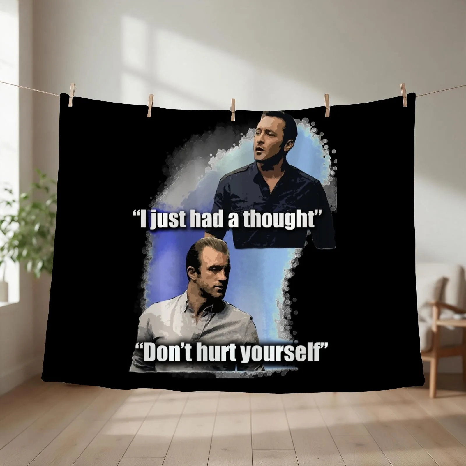 Funny Man Hawaii Five-0 Quote Graphic For Fans Throw Blanket couch cozy soft plush fuzzy picnic outdoor blanket