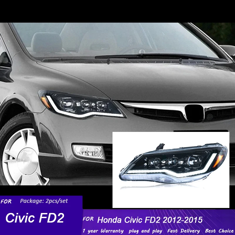 Car For Honda for Civic 9TH FD2 2012-2015 LED Headlight Upgrade New Condition DRL Daytime Running Lights Quality Car Accessories