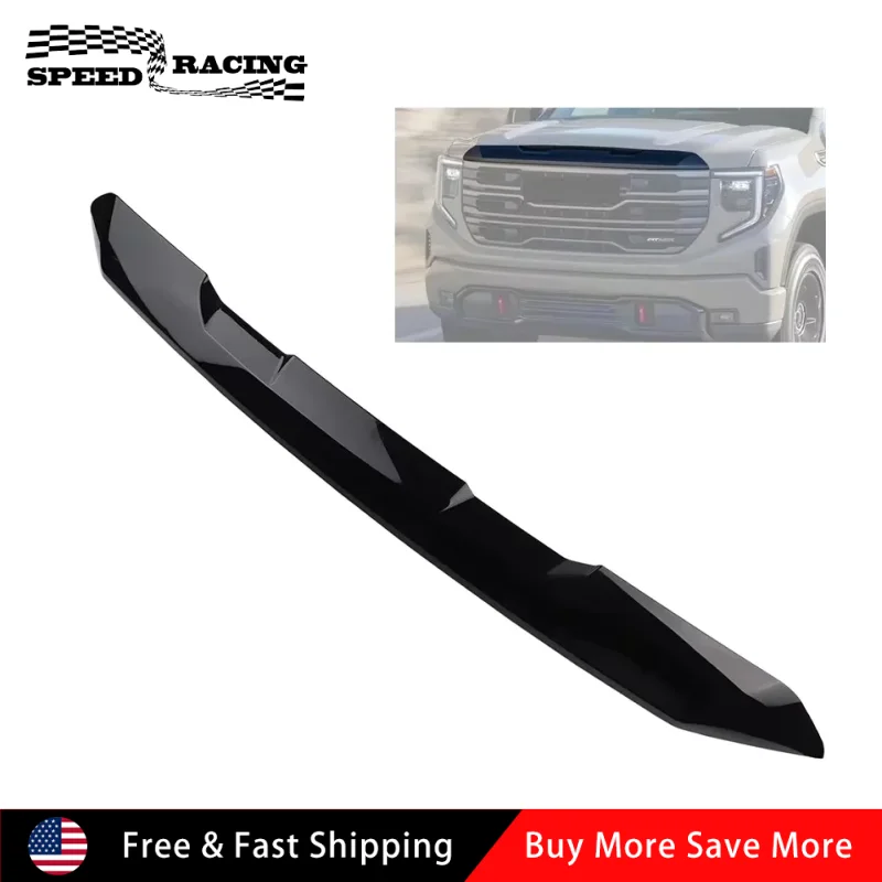 

1pcs Front Upper Grille Hood Trim Molding For 2022-2024 GMC Sierra 1500 3.0L 3.7L 5.3L 6.2L Black