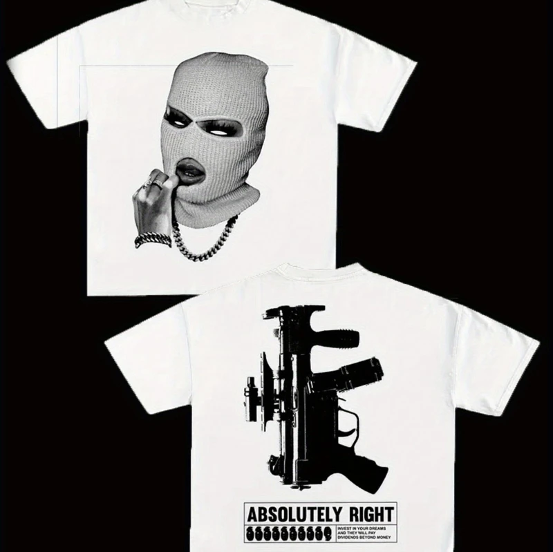 La camiseta Y2KT para hombre es absolutamente correcta. Top de cuello redondo de algodón de manga corta para mujer Hip-hop Rock de moda urbana