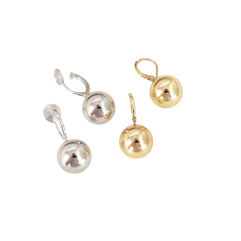 

Стильные и простые гладкие серьги-шарики, высококачественные металлические зажимы для ушей.