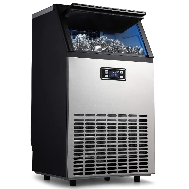 COOLLIFE Commercial Ice Maker - Produces 150lbs of Ice in 24 Hrs with 33lbs Storage Bin (150LBS24H), 0.53 Cubic Feet HZB-65