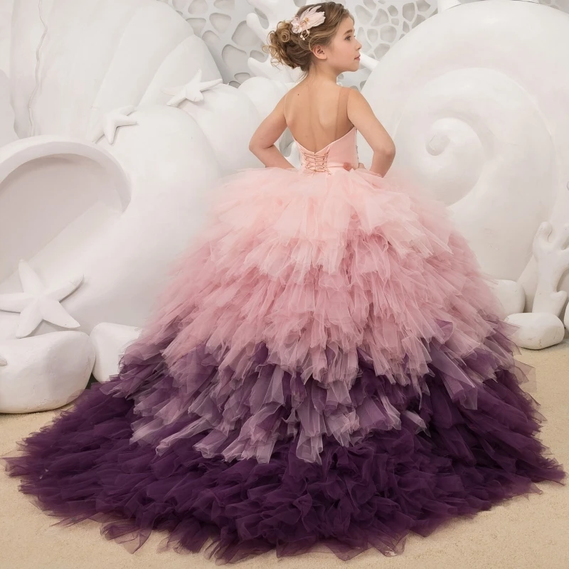 Customized Flower Girl Dresses Tulle Tiered Flory Sleeveless For Wedding Birthday Party Banquet Princess Gowns 2025