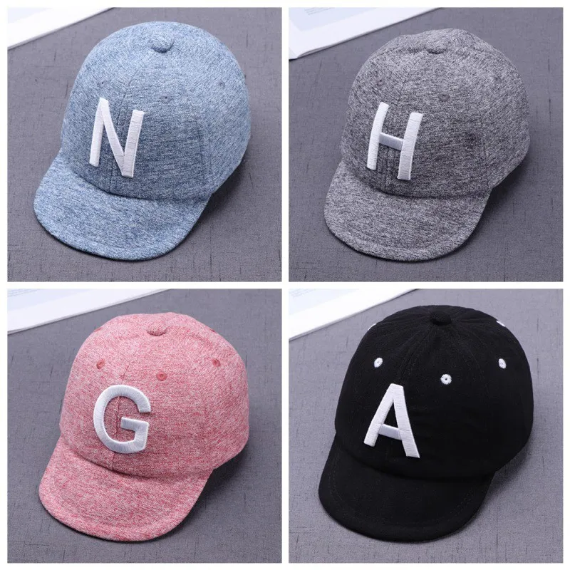 Summer Baby Boys Girls Korean Letter A Embroidery Kids Baseball Cap Candy Color Sun Visor Caps Adjustable Children Beach Hat