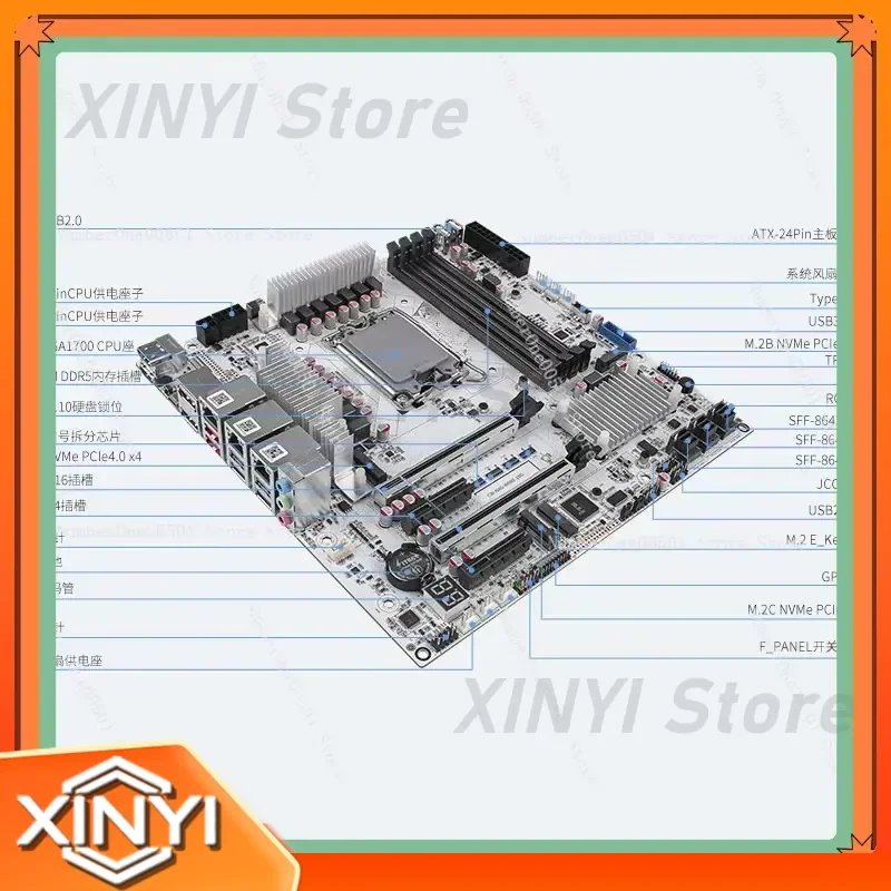 W680 12 Bay 10GbE NAS Motherboard DDR5 ECC M.2 Workstation Board for TrueNAS Unraid NAS Server Hardware Storage Solution