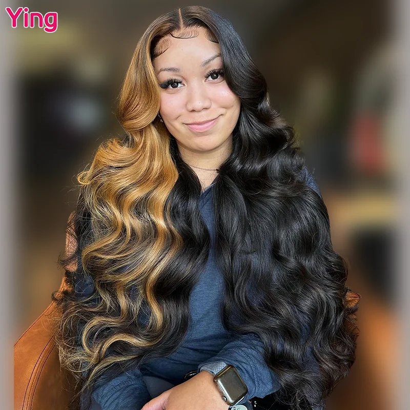 

Ying #27 Honey Blonde Mixed Brazilian 13x6 Transparent Lace Front Wig PrePlucked 200% Density Body Wave 13x4 Lace Front Wig