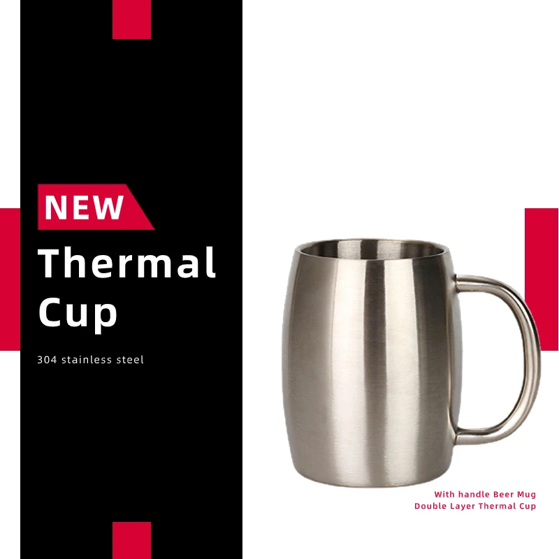 Stainless Steel Thermal Cup Mug for Office Tea Leak-Proof with Lid Coffee Beer Travel Camping Home Tumbler Drinkware 300/420ml