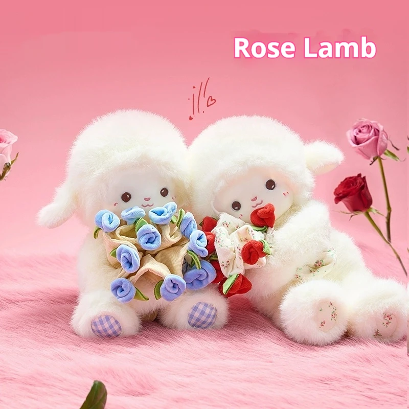 Süße Rose Lamm Plüschtier Puppe Kawaii Zimmer Ornament begleitende schlafende Umarmung Kissen Puppe Mädchen Geburtstag Überraschung Weihnachtsgeschenk