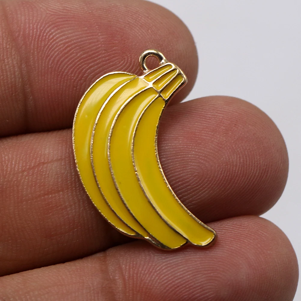 

20pcs Banana Pendant Alloy Charm Fruit Shaped Jewelry Making Accessories Diy Keychain Necklace Pendants Durable Bright Color