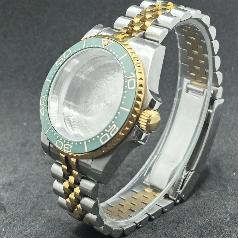 حافظة ميكانيكية من الفولاذ المقاوم للصدأ مقاس 40 مم مع خمسة خرز لحركة NH35 حافظة ذهبية ملحقات تعديل حلقة الحصين #2