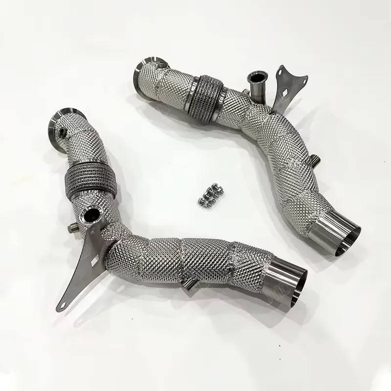 JTLD In Stock High Performance 304 Stainless Steel Racing Downpipe with Heat Shield for Ferrari F8
