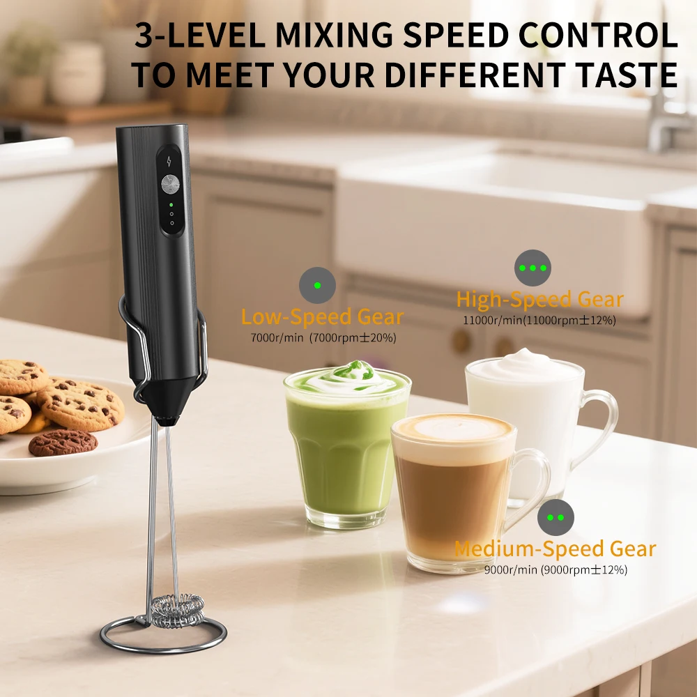 Electric Milk Frother Foam Maker for Coffee Cappuccino Latte Handheld Stainless Steel Whisk Hot Cold Drink Mixer Frother Tool