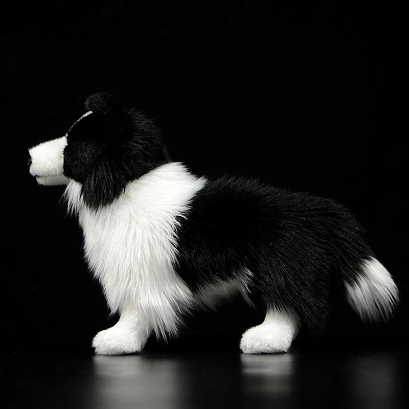 Muñeca de perro Samoyed de simulación, Animal de la vida Real, perro negro, juguete de peluche, modelo Original, regalo