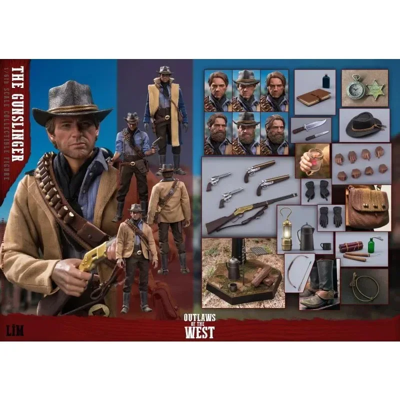 In Stock LimToys 1/6 Scale Western Cowboy Arthur Morgan OUTLAWS WEST MAGNETIC INTERCHANGEABIE HAIR THE GUNSLINGER Action Figure