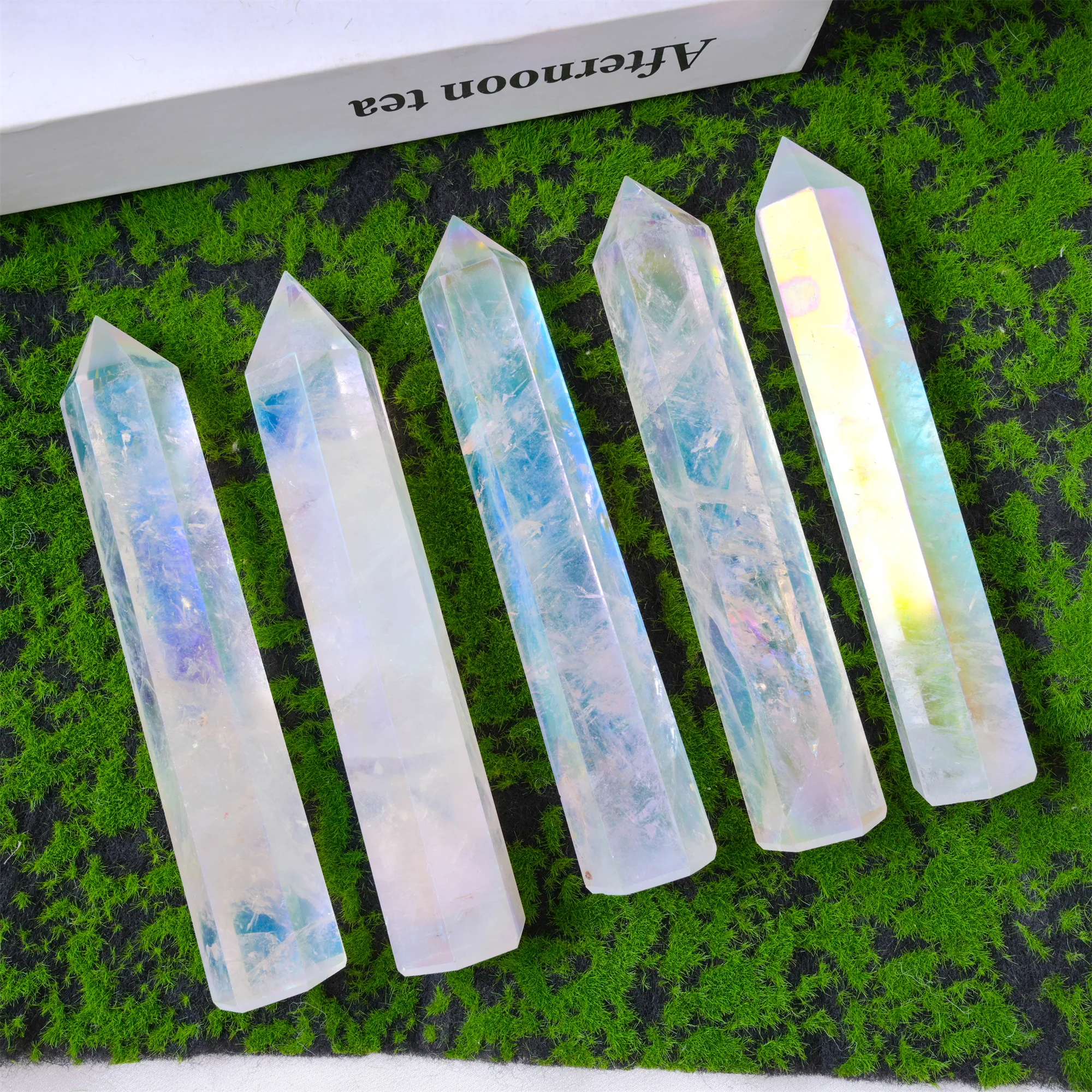 

1pc Rainbow Aura Clear Quartz Tower Point, Crystal Obelisk, Vibrant Home Decor & Unique Gift for Holidays, Mineral Specimen